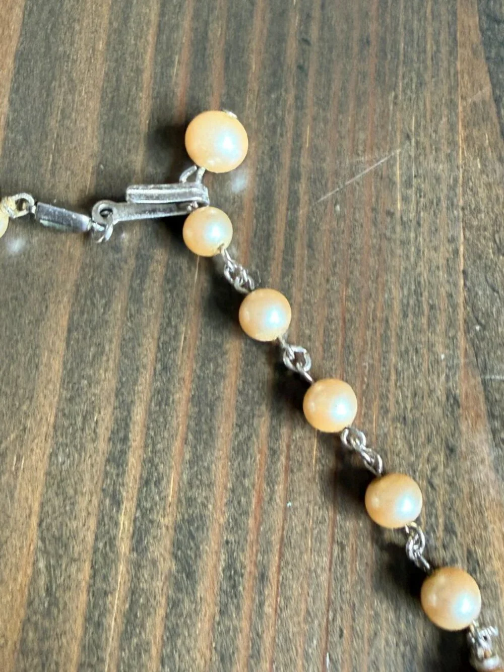 Vintage 1960s Trifari signed Faux pearl necklace Adjustable choker